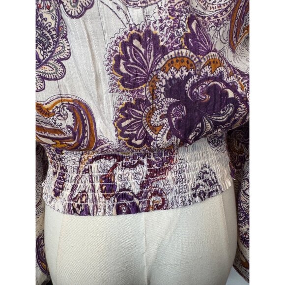 2//$30 NWT Band Of The Free XS Bohemian Paisley Blouse Full Sleeves - Picture 7 of 15